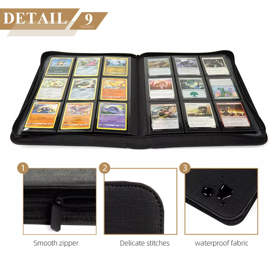 Álbum De Cartas Coleccionables Con 360 Bolsillos, Carpeta Impermeable De PP, Tamaño Estándar 64x89 Mm, Color Negro