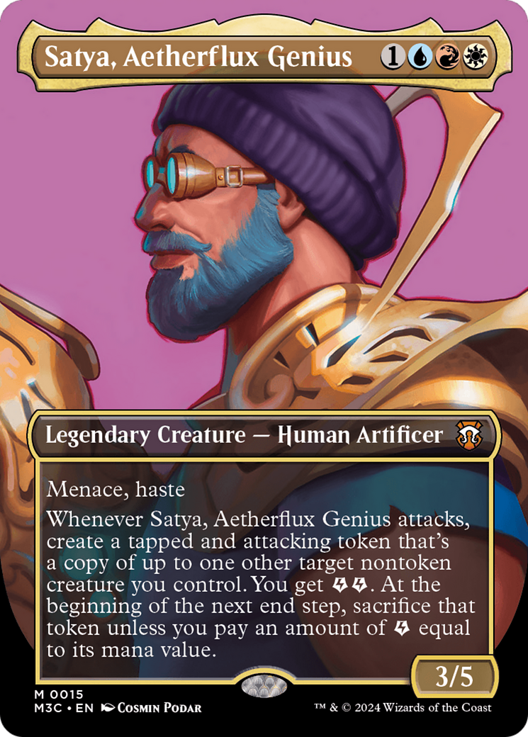 Satya, Aetherflux Genius (Borderless) (Ripple Foil) [Modern Horizons 3 Commander] | Devastation Store