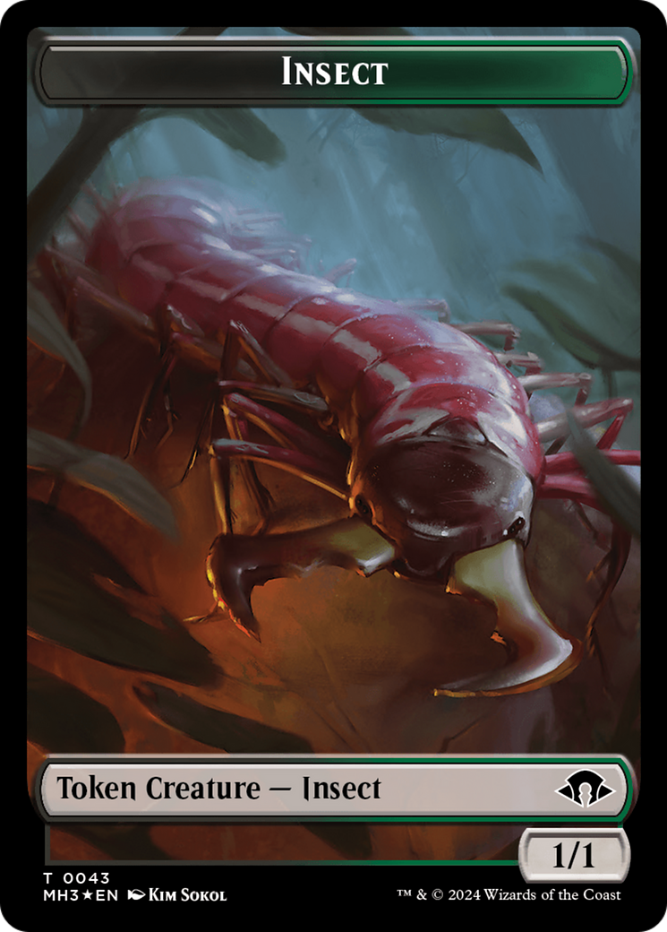 Insect (0043) (Ripple Foil) // Zombie Double-Sided Token [Modern Horizons 3 Tokens] | Devastation Store