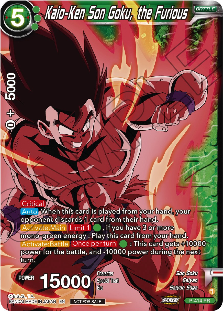 Kaio-Ken Son Goku, the Furious (Zenkai Series Tournament Pack Vol.1 Winner) (P-414) [Tournament Promotion Cards] | Devastation Store