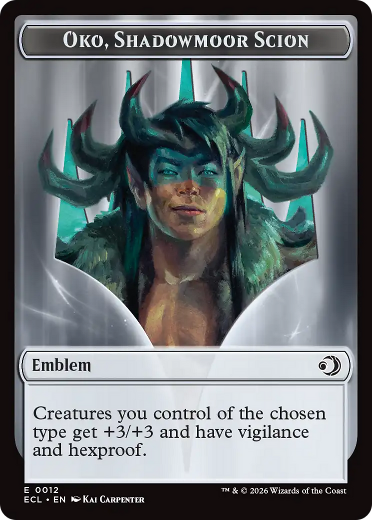 Elk // Emblem - Oko, Shadowmoor Scion Double-Sided Token [Lorwyn Eclipsed Tokens] | Devastation Store