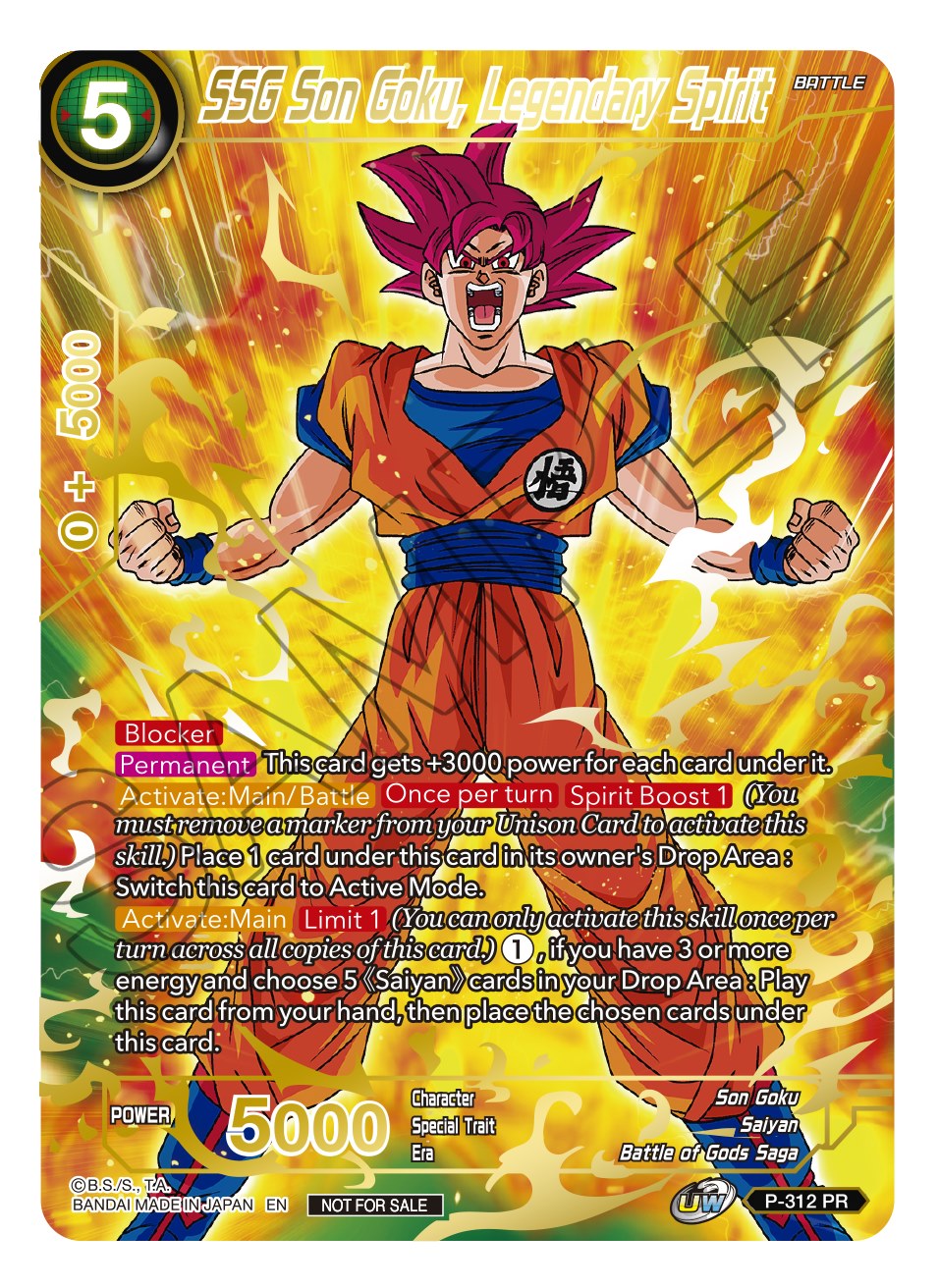 SSG Son Goku, Legendary Spirit (Gold Stamped) (P-312) [Promotion Cards] | Devastation Store