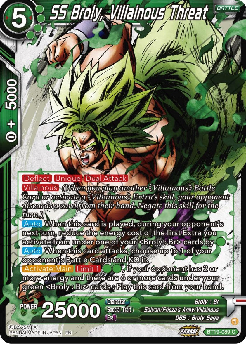 SS Broly, Villainous Threat (BT19-089) [Fighter's Ambition] | Devastation Store