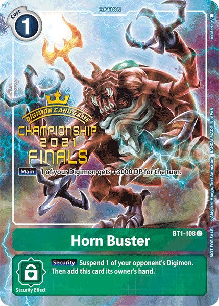 Horn Buster [BT1-108] (2021 Championship Finals Tamer's Evolution Pack) [Release Special Booster Promos] | Devastation Store