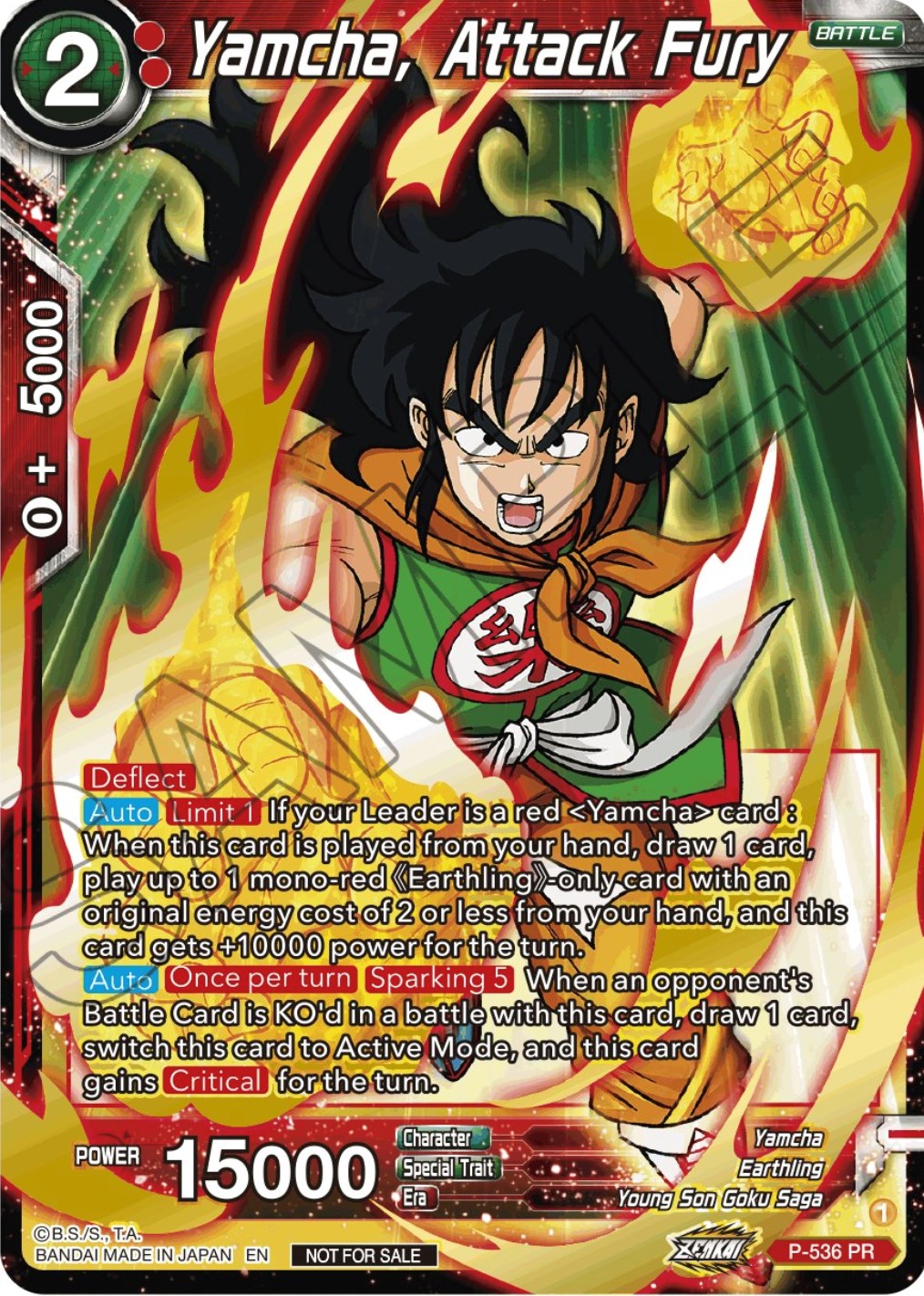 Yamcha, Attack Fury (Championship Selection Pack 2023 Vol.2) (Gold-Stamped Silver Foil) (P-536) [Tournament Promotion Cards] | Devastation Store