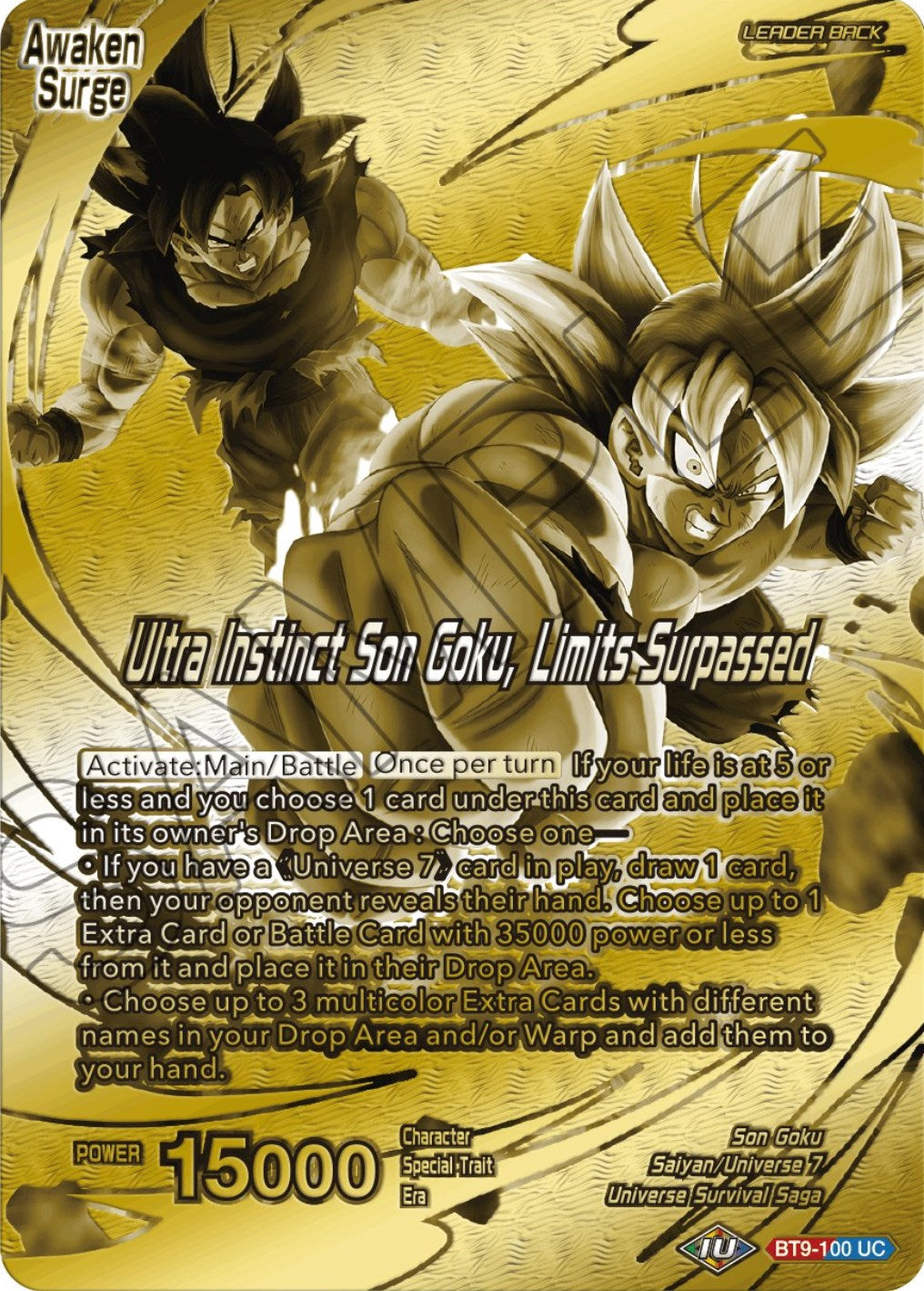 Son Goku // Ultra Instinct Son Goku, Limits Surpassed (Championship 2023 Golden Card Vol.2, Version 1) (BT9-100) [Tournament Promotion Cards] | Devastation Store