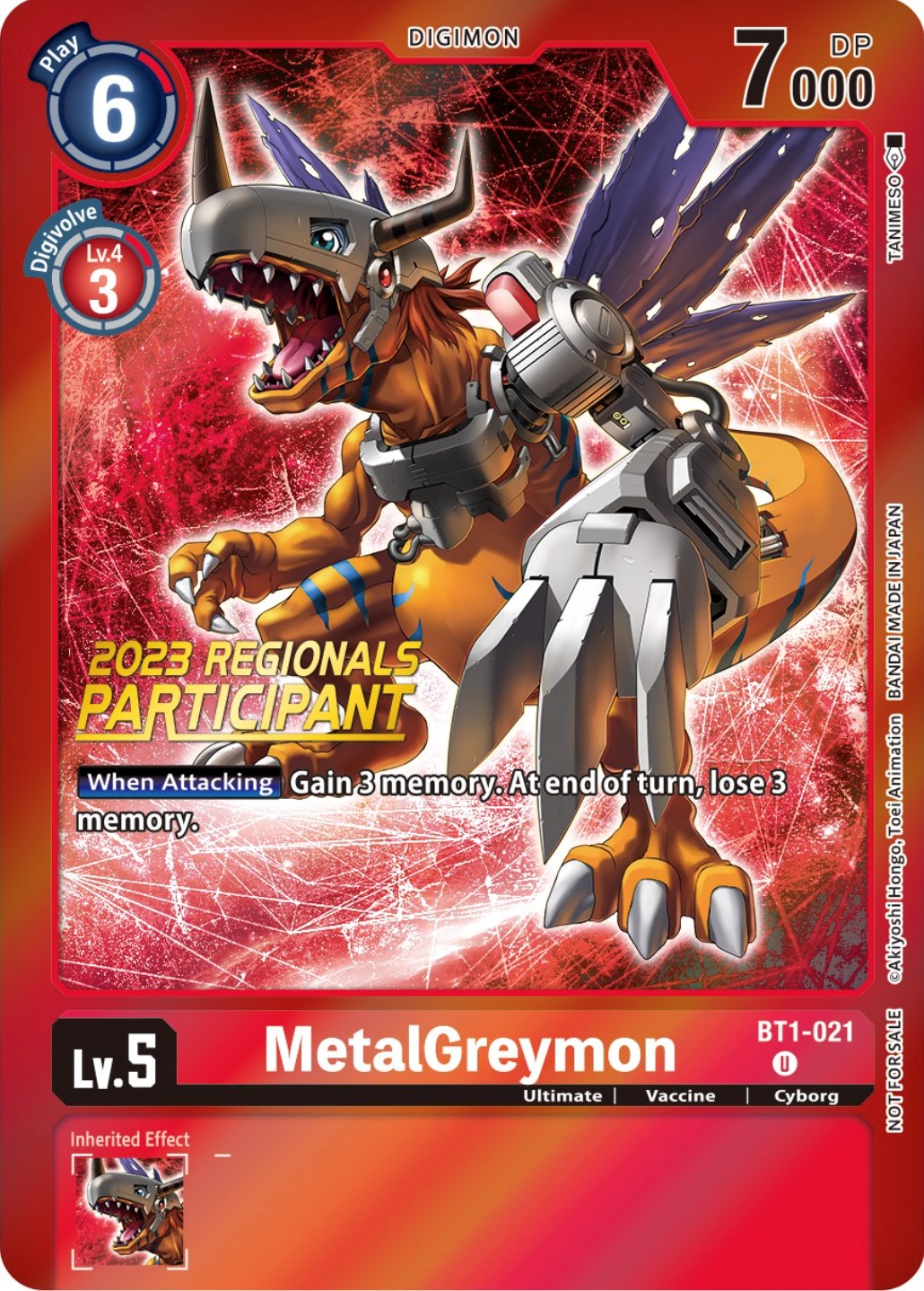 MetalGreymon [BT1-021] (2023 Regionals Participant) [Release Special Booster Promos] | Devastation Store