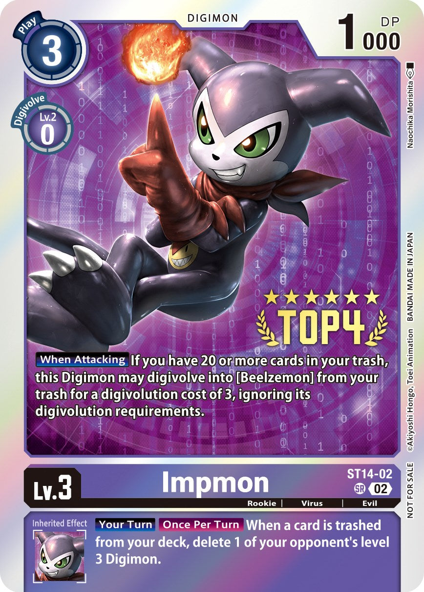 Impmon [ST14-02] (Digimon 3-On-3 November 2023 Top 4) [Starter Deck: Beelzemon Advanced Deck Set] | Devastation Store