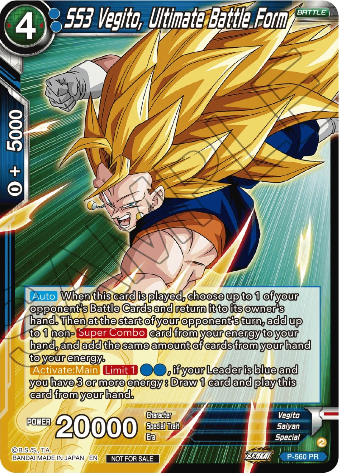 SS3 Vegito, Ultimate Battle Form (Zenkai Series Tournament Pack Vol.6) (P-560) [Tournament Promotion Cards] | Devastation Store