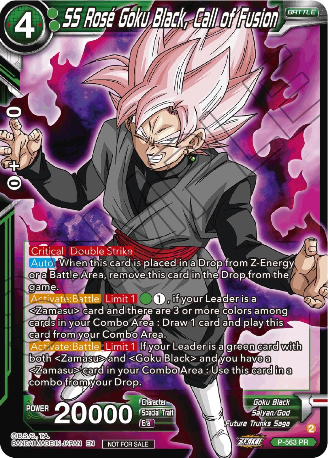 SS Rose Goku Black, Call of Fusion (Zenkai Series Tournament Pack Vol.6) (P-563) [Tournament Promotion Cards] | Devastation Store