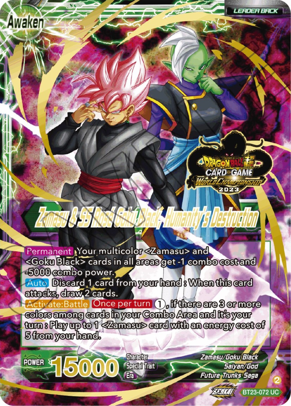 Zamasu & Goku Black // Zamasu & SS Rose Goku Black, Humanity's Destruction (2023 Worlds ZENKAI 06 Leader Set) (BT23-072) [Tournament Promotion Cards] | Devastation Store