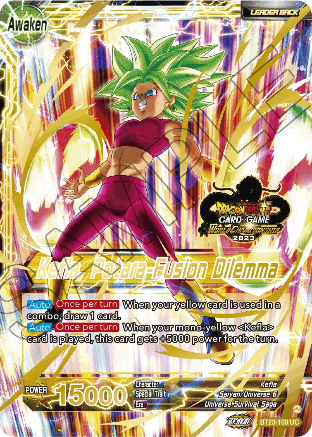 Kale & Caulifla // Kefla, Potara-Fusion Dilemma (2023 Worlds ZENKAI 06 Leader Set) (BT23-100) [Tournament Promotion Cards] | Devastation Store