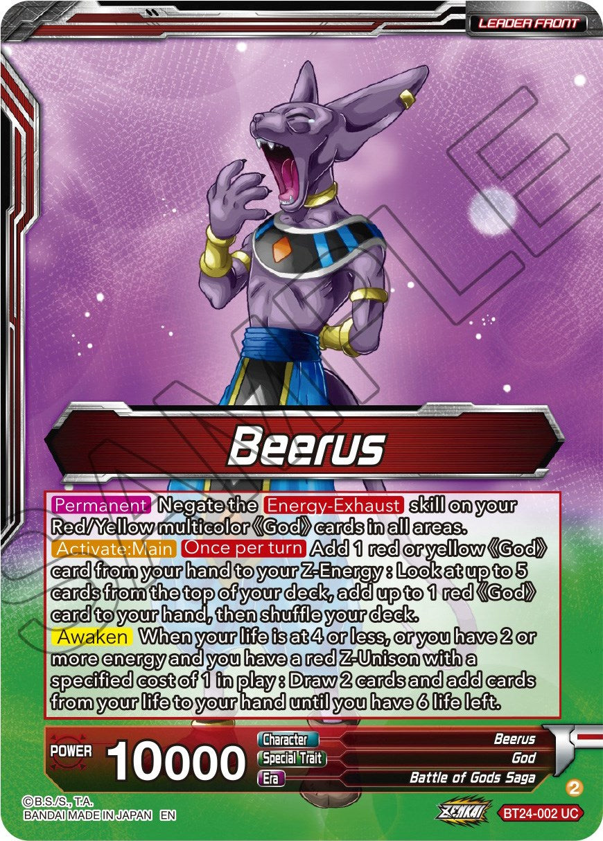 Beerus // Beerus, Pursuing the Power of the Gods (BT24-002) [Beyond Generations] | Devastation Store