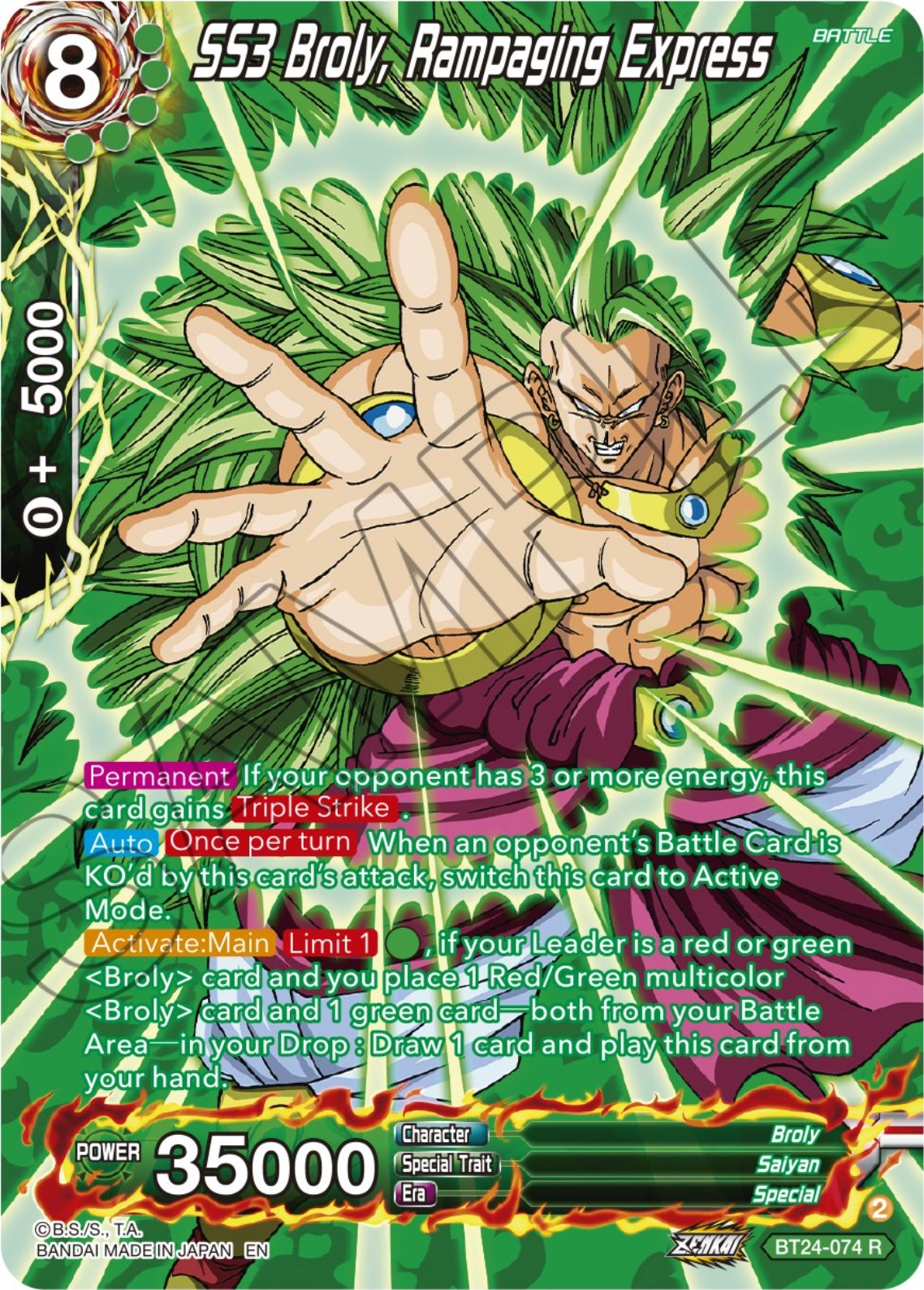 SS3 Broly, Rampaging Express (Collector Booster) (BT24-074) [Beyond Generations] | Devastation Store
