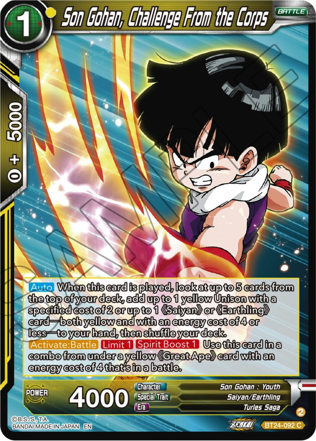 Son Gohan, Challenge From the Corps (BT24-092) [Beyond Generations] | Devastation Store