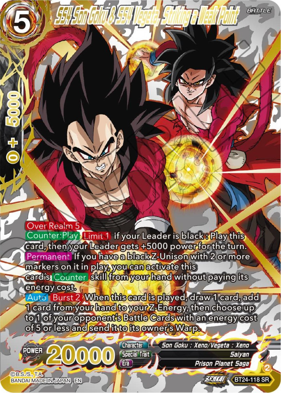 SS4 Son Goku & SS4 Vegeta, Striking a Weak Point (Collector Booster) (BT24-118) [Beyond Generations] | Devastation Store
