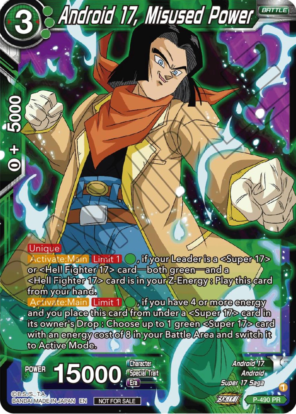 Android 17, Misused Power (Zenkai Series Tournament Pack Vol.3) (P-490) [Tournament Promotion Cards] | Devastation Store