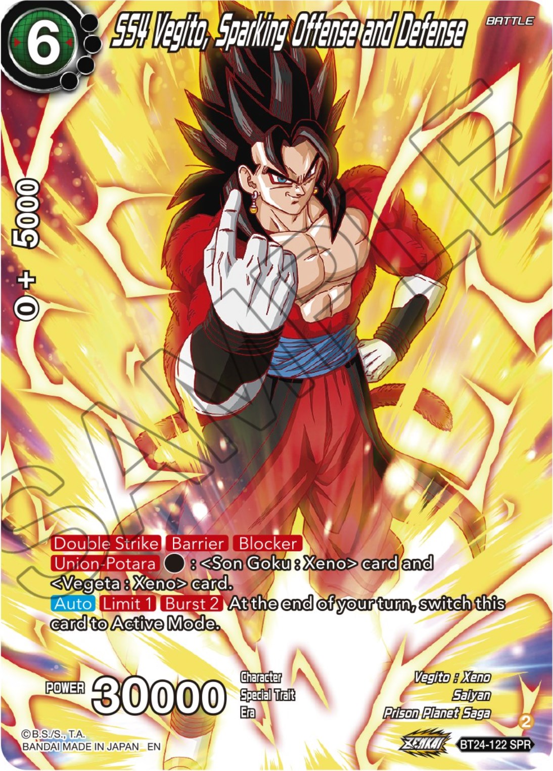 SS4 Vegito, Sparking Offense and Defense (SPR) (BT24-122) [Beyond Generations] | Devastation Store