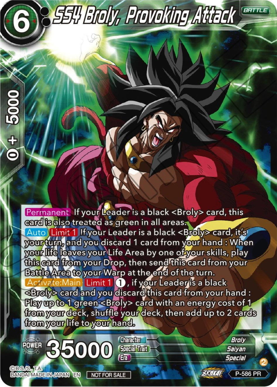 SS4 Broly, Provoking Attack (Zenkai Series Tournament Pack Vol.7) (P-586) [Tournament Promotion Cards] | Devastation Store