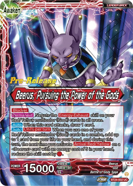 Beerus // Beerus, Pursuing the Power of the Gods (BT24-002) [Beyond Generations Prerelease Promos] | Devastation Store