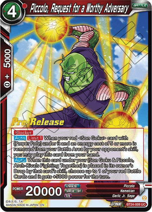 Piccolo, Request for a Worthy Adversary (BT24-009) [Beyond Generations Prerelease Promos] | Devastation Store