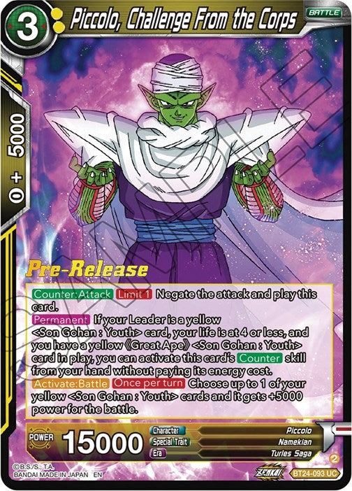 Piccolo, Challenge From the Corps (BT24-093) [Beyond Generations Prerelease Promos] | Devastation Store