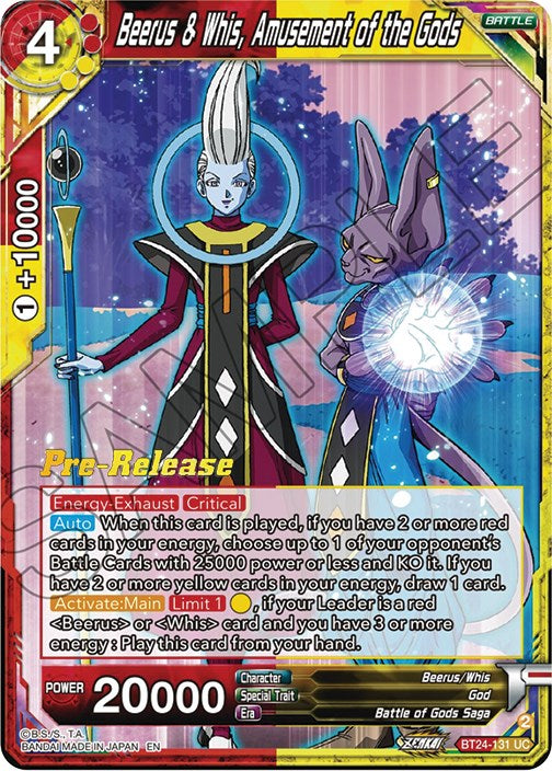 Beerus & Whis, Amusement of the Gods (BT24-131) [Beyond Generations Prerelease Promos] | Devastation Store