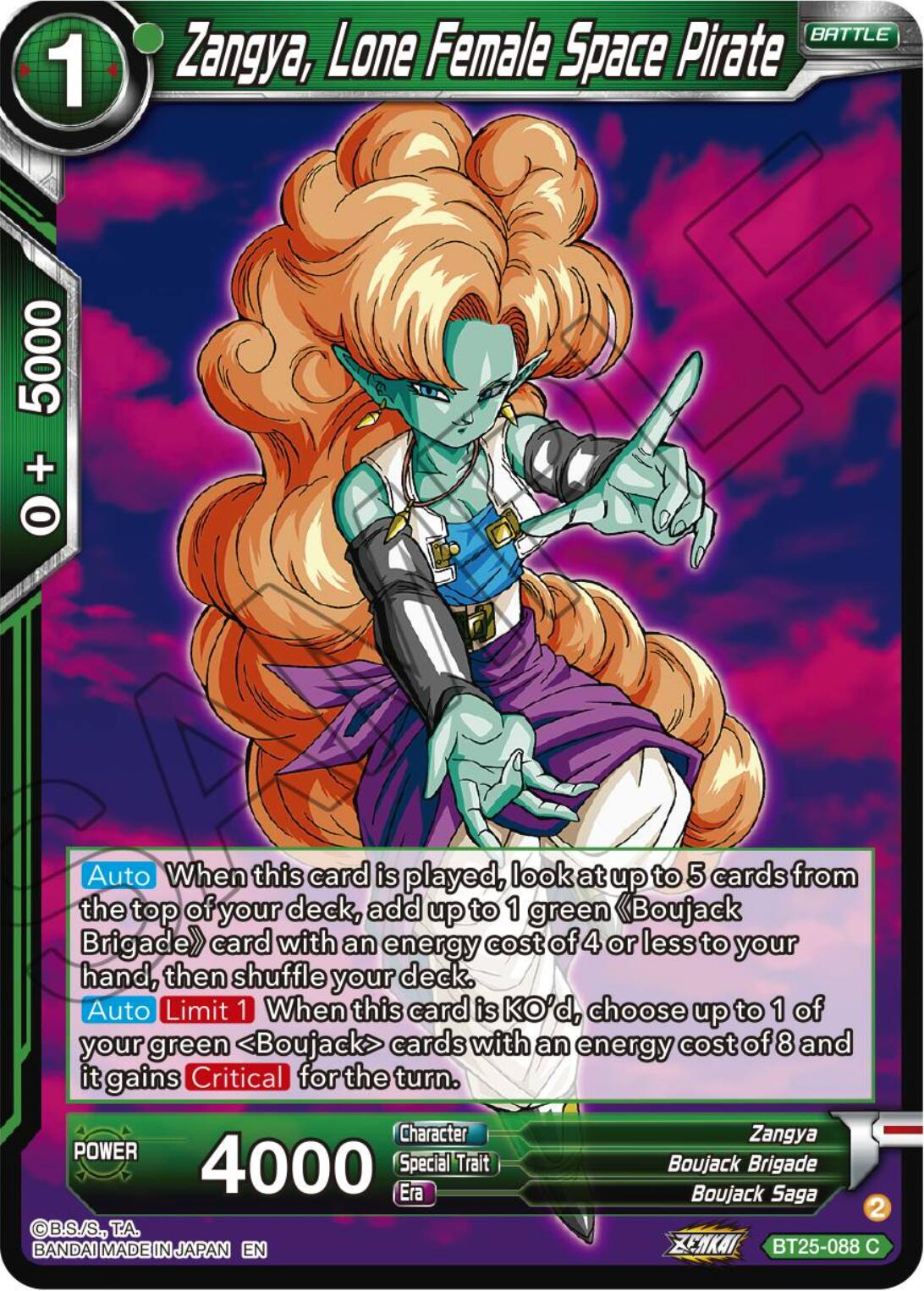 Zangya, Lone Female Space Pirate (BT25-088) [Legend of the Dragon Balls] | Devastation Store