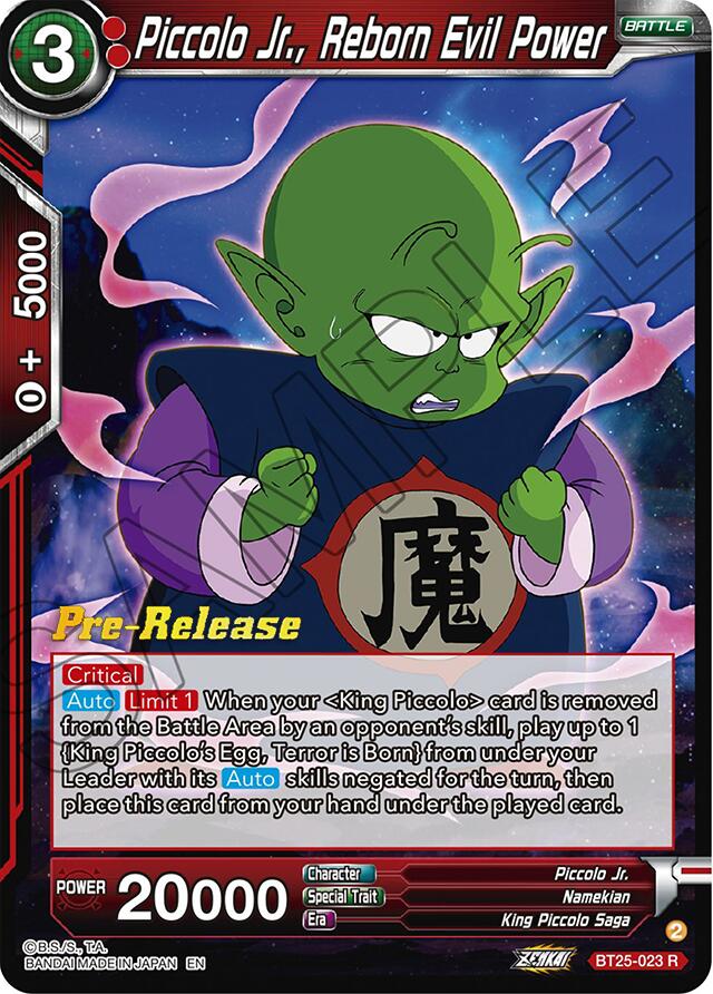 Piccolo Jr., Reborn Evil Power (BT25-023) [Legend of the Dragon Balls Prerelease Promos] | Devastation Store