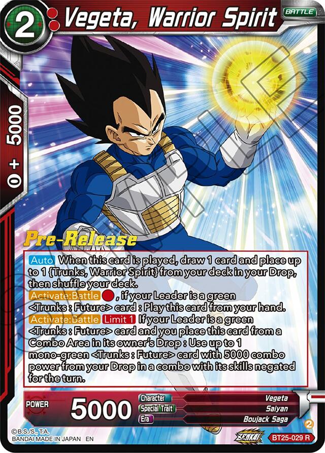 Vegeta, Warrior Spirit (BT25-029) [Legend of the Dragon Balls Prerelease Promos] | Devastation Store