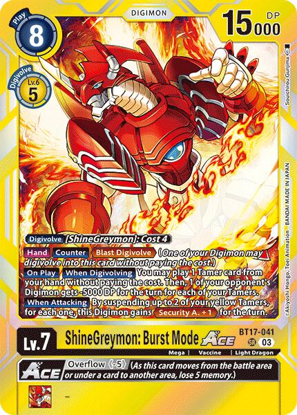 ShineGreymon: Burst Mode ACE [BT17-041] [Secret Crisis] | Devastation Store