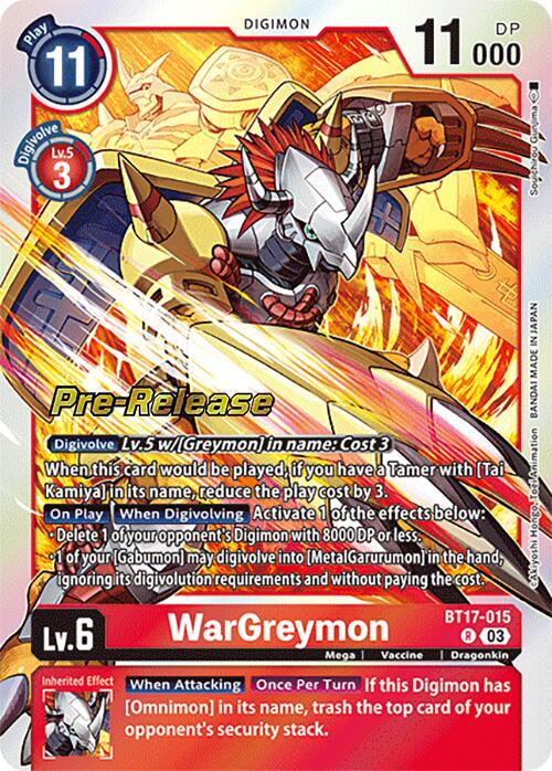 WarGreymon [BT17-015] [Secret Crisis Pre-Release Cards] | Devastation Store