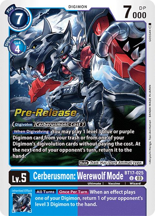 Cerberusmon: Werewolf Mode [BT17-025] [Secret Crisis Pre-Release Cards] | Devastation Store