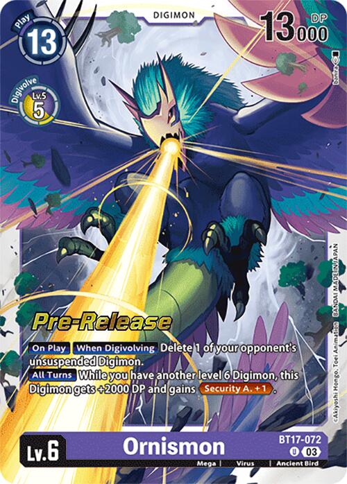 Ornismon [BT17-072] [Secret Crisis Pre-Release Cards] | Devastation Store