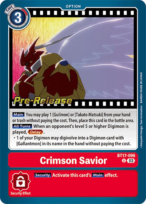 Crimson Savior [BT17-096] [Secret Crisis Pre-Release Cards] | Devastation Store