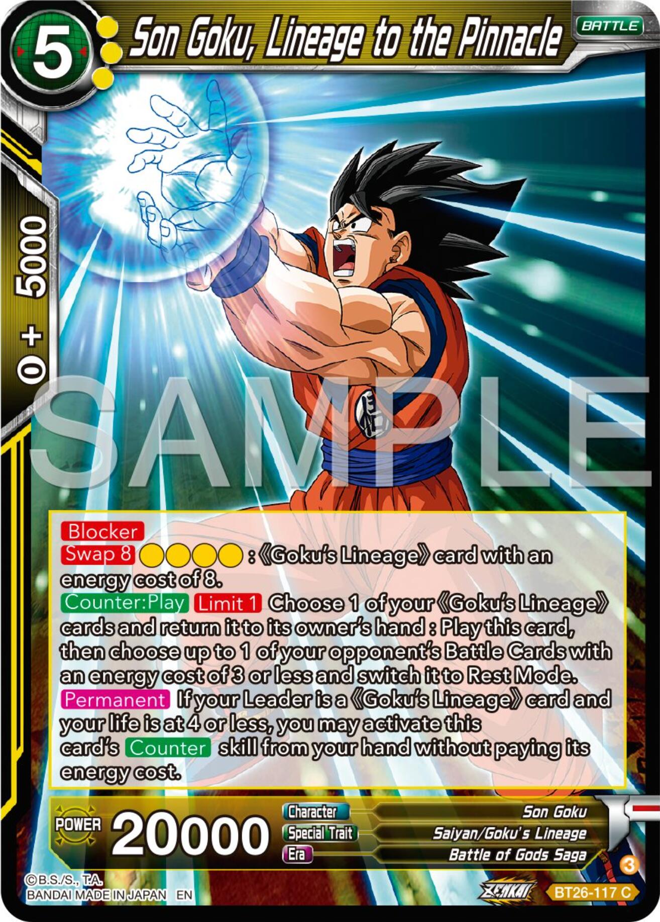 Son Goku, Lineage to the Pinnacle (BT26-117) [Ultimate Advent] | Devastation Store