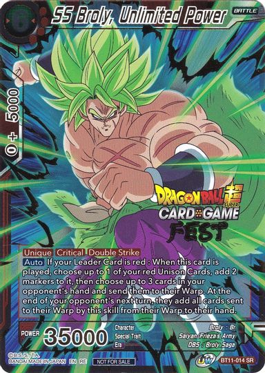 SS Broly, Unlimited Power (Card Game Fest 2022) (BT11-014) [Tournament Promotion Cards] | Devastation Store