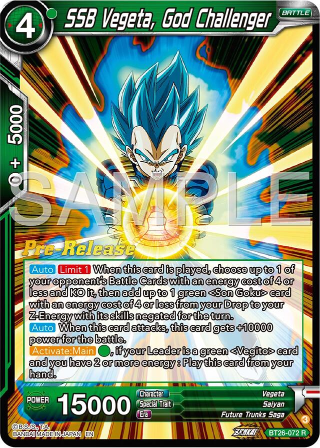 SSB Vegeta, God Challenger (BT26-072) [Ultimate Advent Prerelease Promos] | Devastation Store