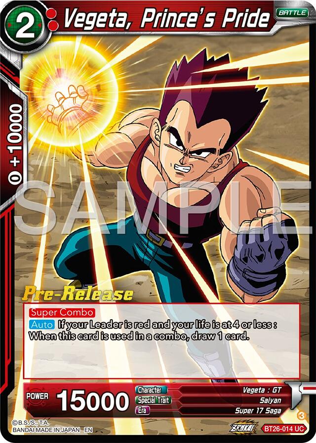 Vegeta, Prince's Pride (BT26-014) [Ultimate Advent Prerelease Promos] | Devastation Store