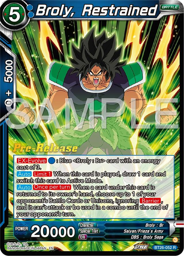 Broly, Restrained (BT26-052) [Ultimate Advent Prerelease Promos] | Devastation Store