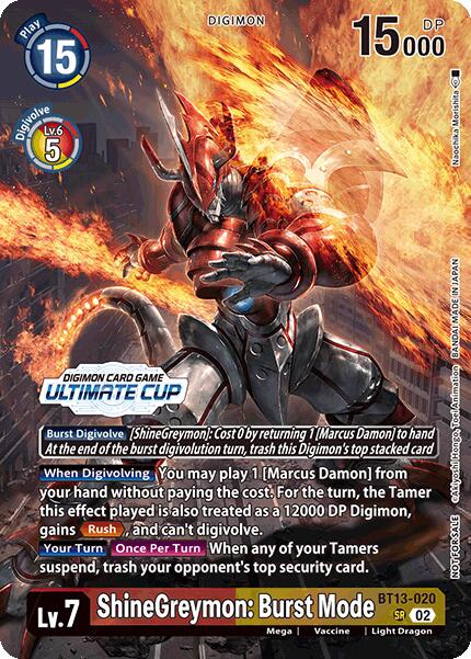 ShineGreymon: Burst Mode [BT13-020] (Ultimate Cup 2024) [Versus Royal Knights Booster] | Devastation Store