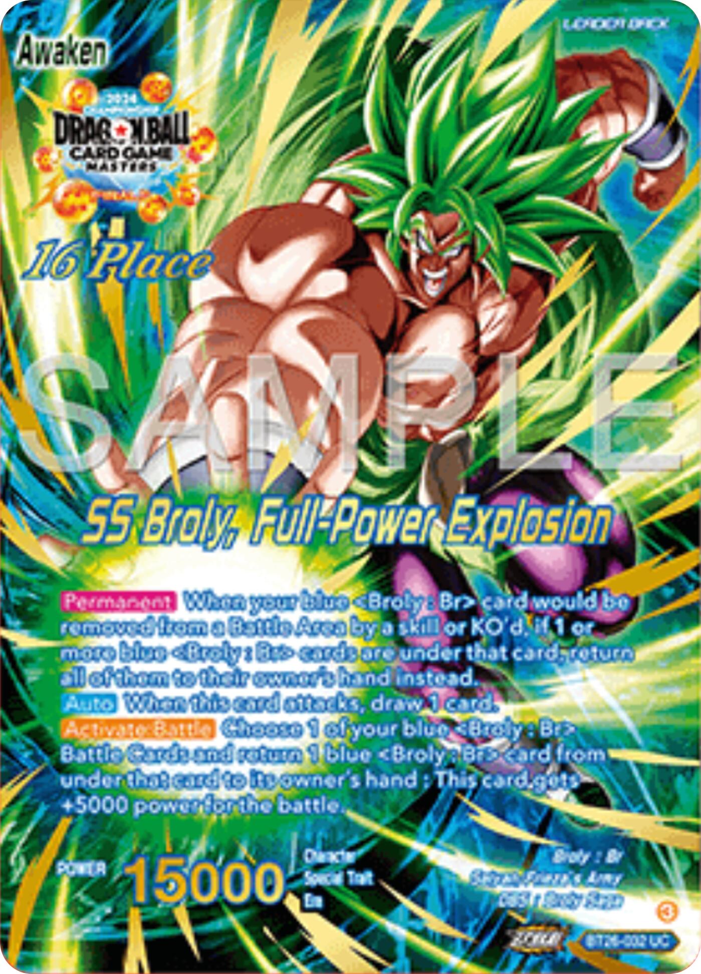 Broly // SS Broly, Full-Power Explosion (Top 16) (BT26-032) [Ultimate Advent Prerelease Promos] | Devastation Store