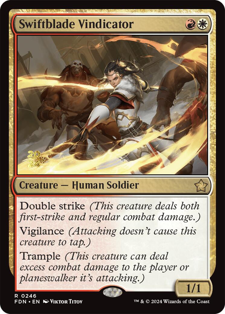 Swiftblade Vindicator [Foundations Prerelease Promos] | Devastation Store