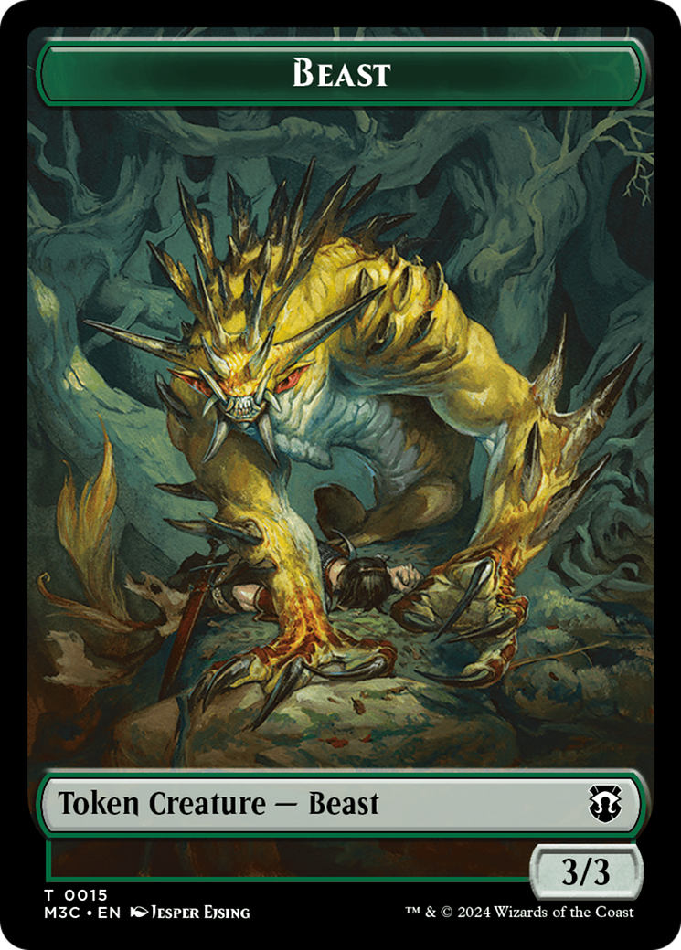 Beast (0015) (Ripple Foil) // Insect (0025) Double-Sided Token [Modern Horizons 3 Commander Tokens] | Devastation Store