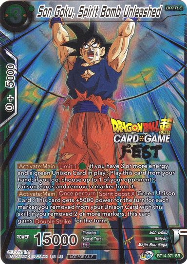 Son Goku, Spirit Bomb Unleashed (Card Game Fest 2022) (BT14-071) [Tournament Promotion Cards] | Devastation Store