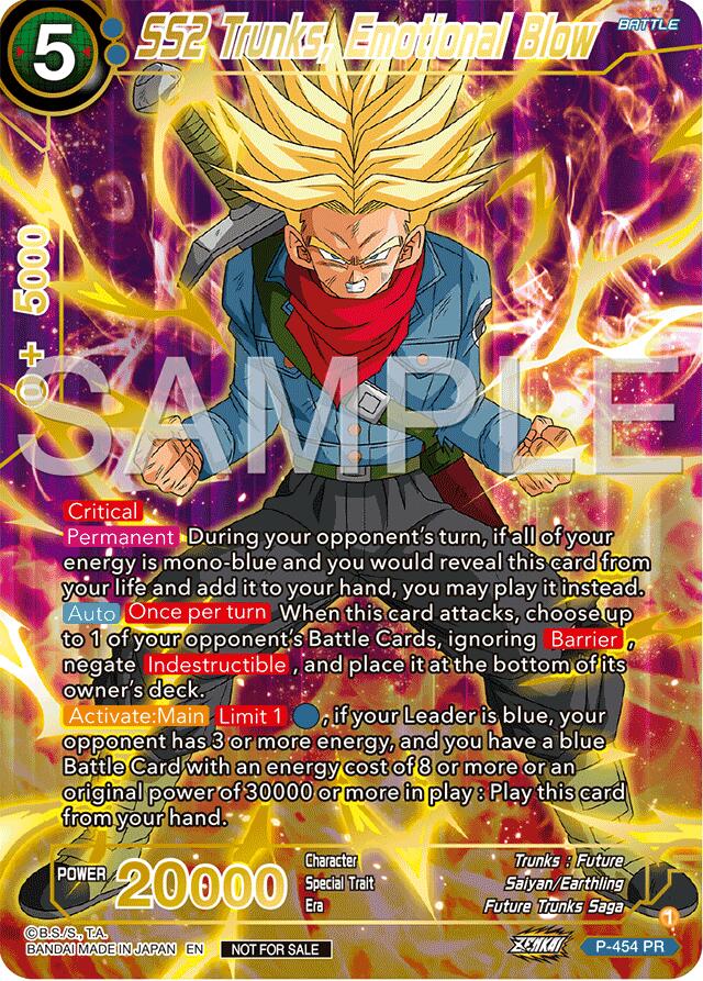 SS2 Trunks, Emotional Blow (Championship 2024 Finals Pack) (Gold Stamped) (P-454) [Tournament Promotion Cards] | Devastation Store