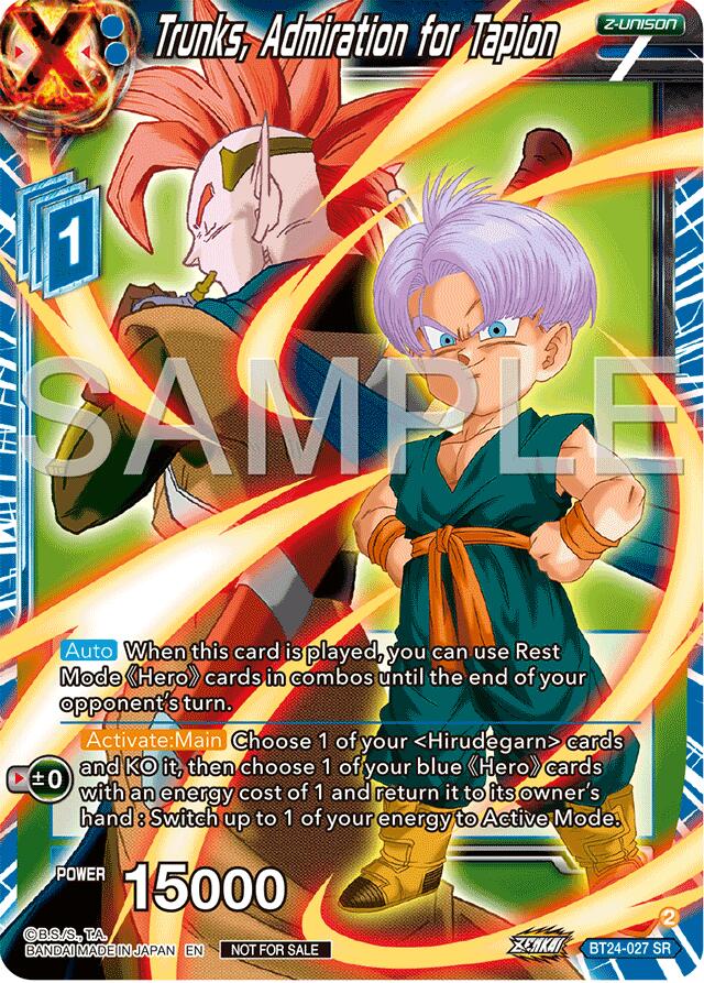 Trunks, Admiration for Tapion (Championship 2024 Finals Zenkai Pack) (BT24-027) [Tournament Promotion Cards] | Devastation Store