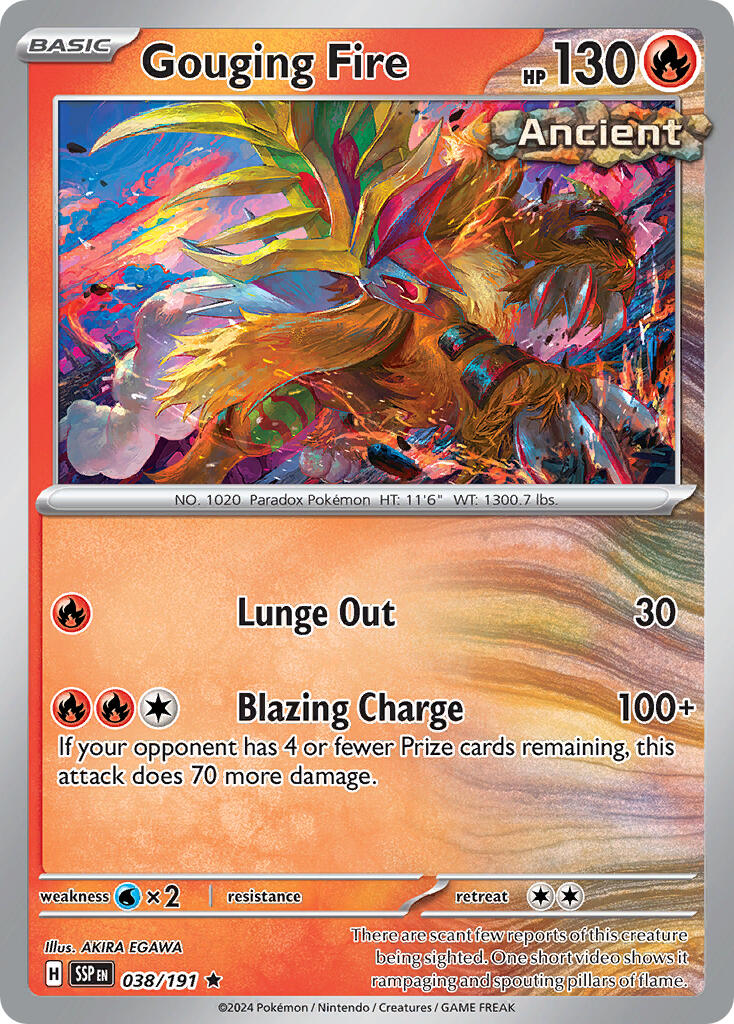 Gouging Fire (038/191) (Theme Deck Exclusive) [Scarlet & Violet: Surging Sparks] | Devastation Store