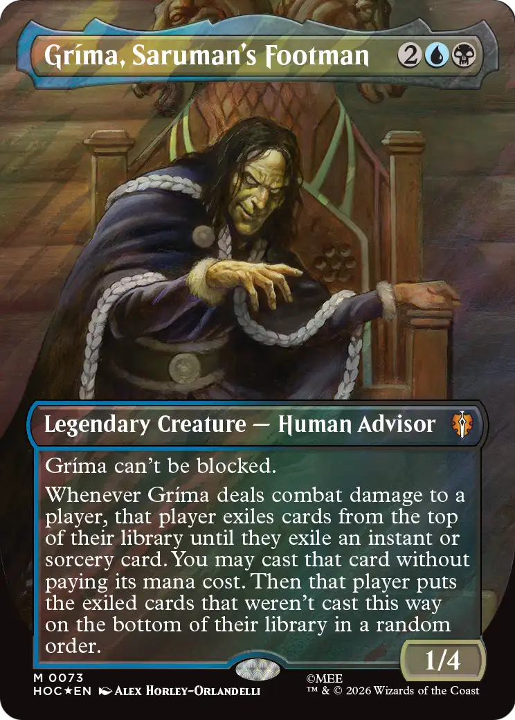 Grima, Saruman's Footman (Borderless) (Surge Foil) [The Hobbit: Eternal-Legal] | Devastation Store
