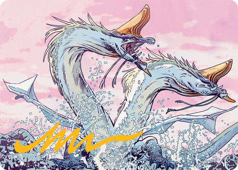 Twinmaw Stormbrood Art Card (39/54) (Gold-Stamped Signature) [Tarkir: Dragonstorm Art Series] | Devastation Store